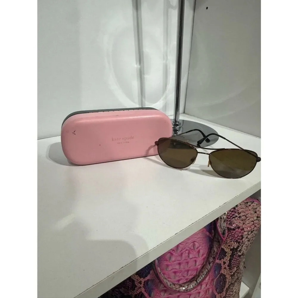 kate spade Pink Sunglasses Case with Brown Lens Aviator Sunglasses
